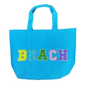 Chenille Letter BEACH Tote - 14” x 14” x 6”